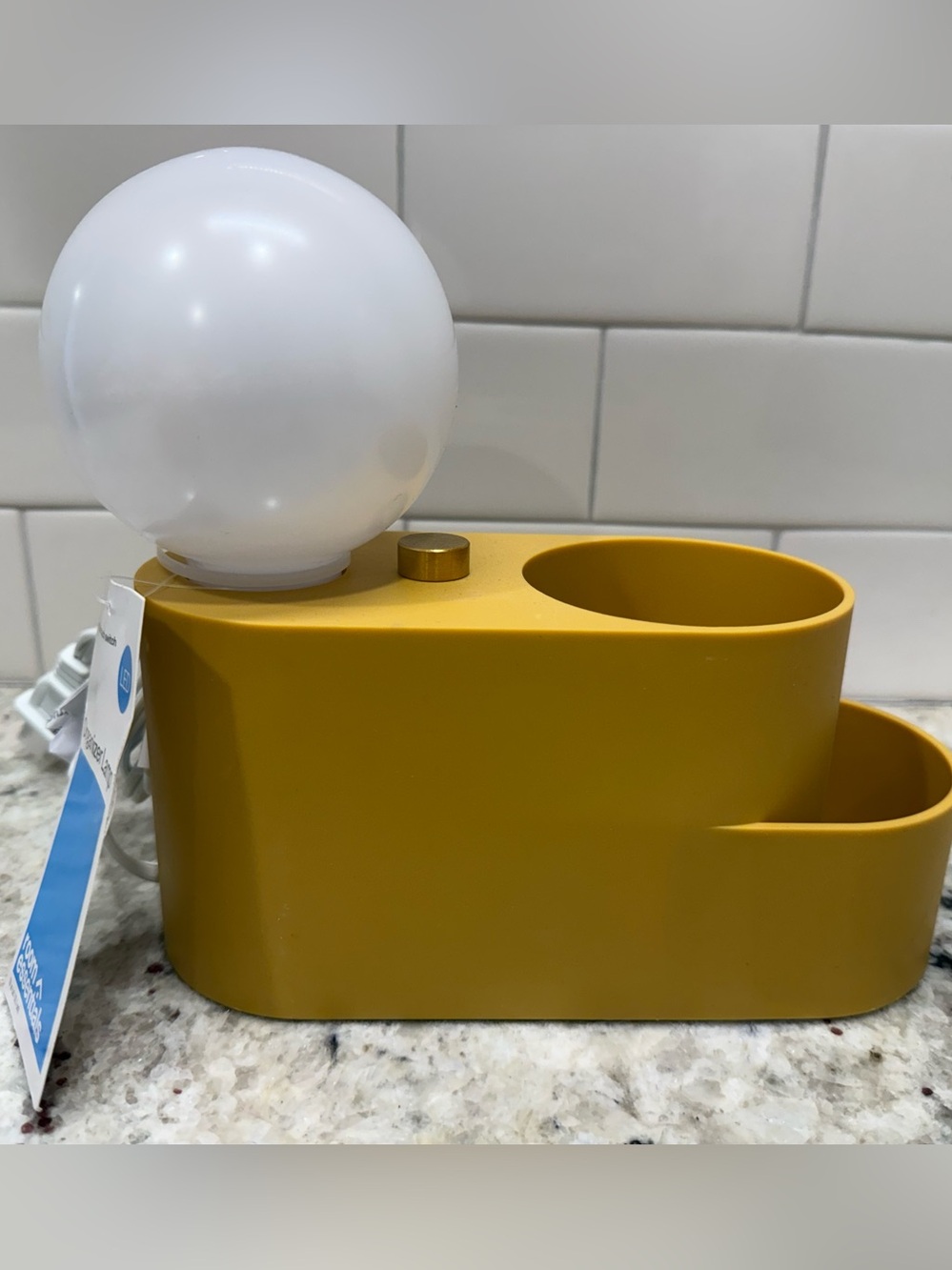 Room Essentials Yellow and Desk Organizer with White Globe Light NWT
